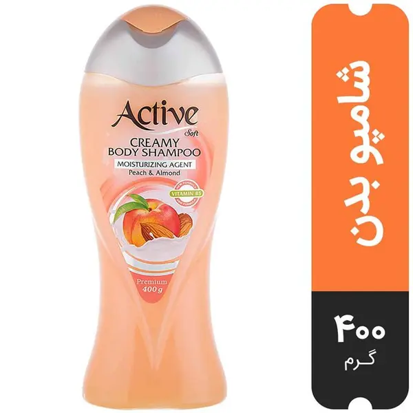 شامپو بدن کرمی اکتیو Peach And Almond هلو و بادام حجم 400 گرم