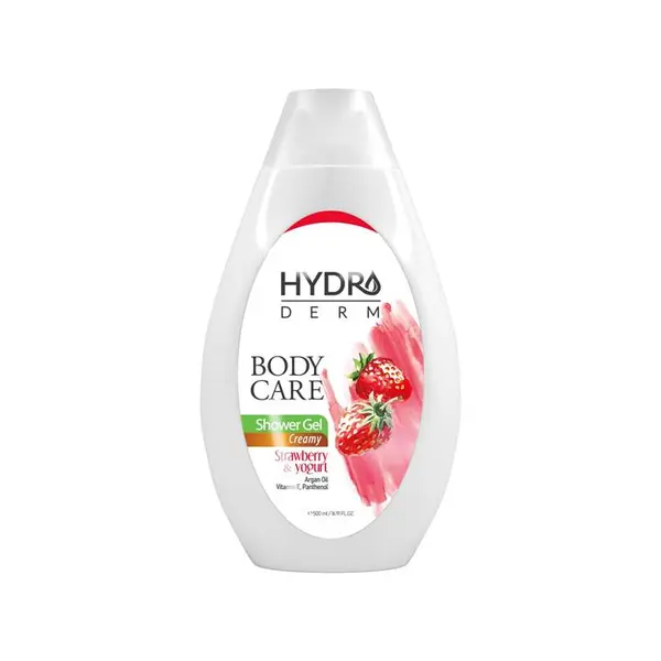 شامپو بدن کرمی هیدرودرم Strawberry and Yogurt با رایحه ماست و توت فرنگی حجم 500 میلی‌ لیتر