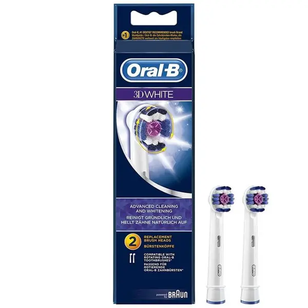 سری یدک مسواک برقی اورال-بی مدل Brush Heads 3D White بسته 2 عددی