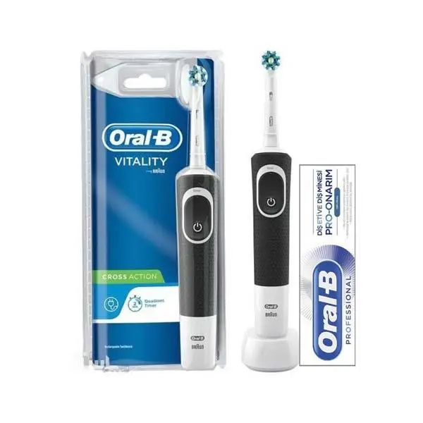 یدک یونیت مسواک برقی اورال بی Vitality 100 Black + سری مسواک Cross Action