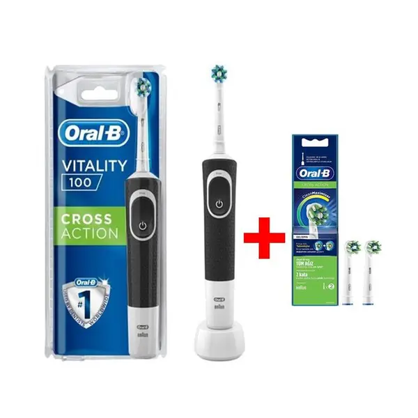 یدک یونیت مسواک برقی اورال بی Vitality 100 Black + سری مسواک Cross Action