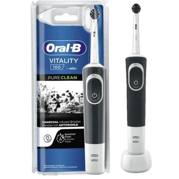 یدک یونیت مسواک برقی اورال بی Vitality 100 Black + سری مسواک Cross Action