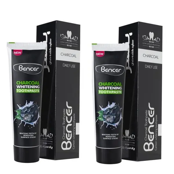 خمیر دندان زغالی بنسر 120 گرم مدل Charcoal بسته 12 عددی