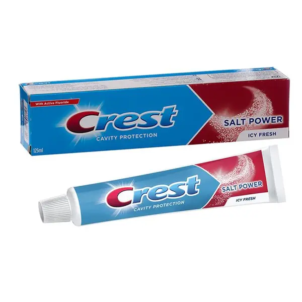 خمیر دندان 125ml کرست حاوی نمک پرقدرت و فلوراید فعال Crest toothpaste 125ml salt power icy fresh