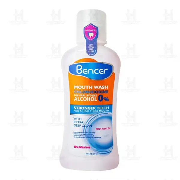 دهان شویه بنسر مدل CHLORHEXIDINE کلرهگزیدین حجم 400 میلی لیتر