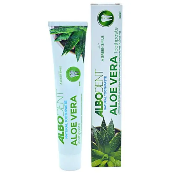 خمیر دندان آلبودنت مدل aloevera حجم 50 میلی لیتر