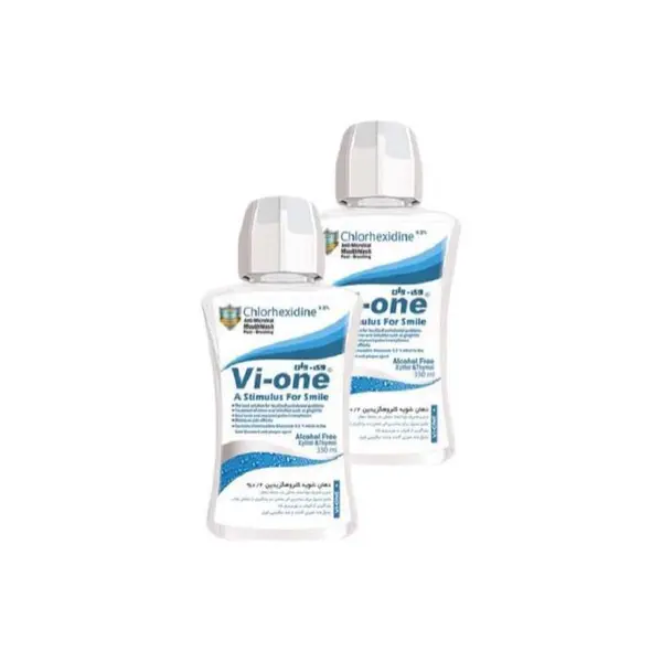 دهان شویه وی وان مدل Chlorhexidine حجم 330 میلی لیتر مجموعه 2 عددی