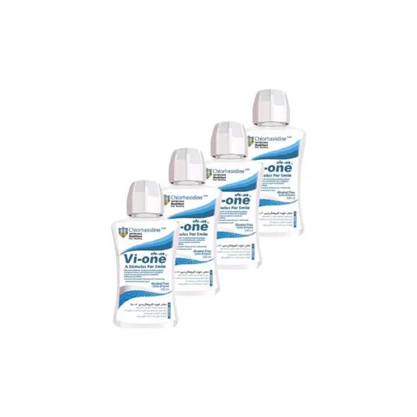 دهان شویه وی وان مدل Chlorhexidine حجم 330 میلی لیتر مجموعه 4 عددی