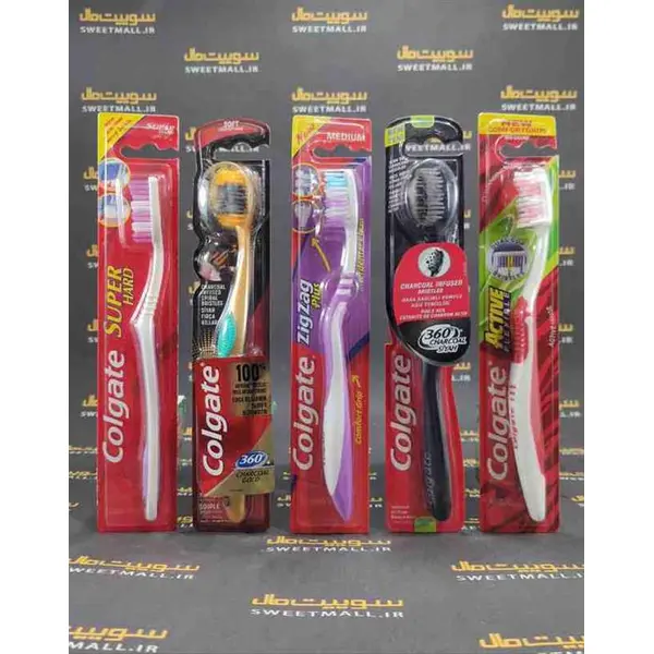 مسواک کلگیت مدل 360 Charcoal Gold سایز متوسط برس نرم