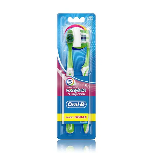 مسواک دوقلو اورال بی Complete 5 way clean برس نرم بسته 12 عددی