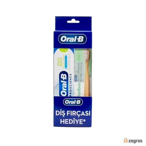 پک مسواک بامبو و خمیر دندان اورال بی مدل Gum Care and Plaque Shield حجم 50 میل