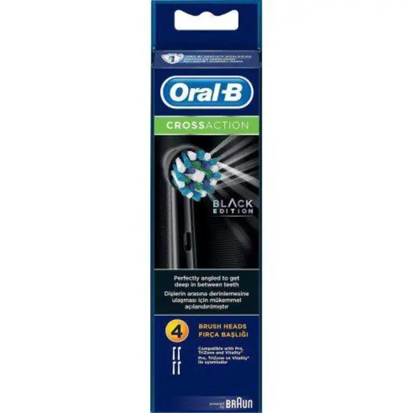 سری مسواک برقی اورال-بی کراس اکشن Black مشکی بسته 4 عددی