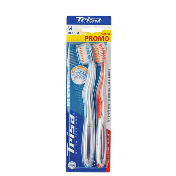 پک دو عددی مسواک تریزا مدل Pro Interdental با برس متوسط