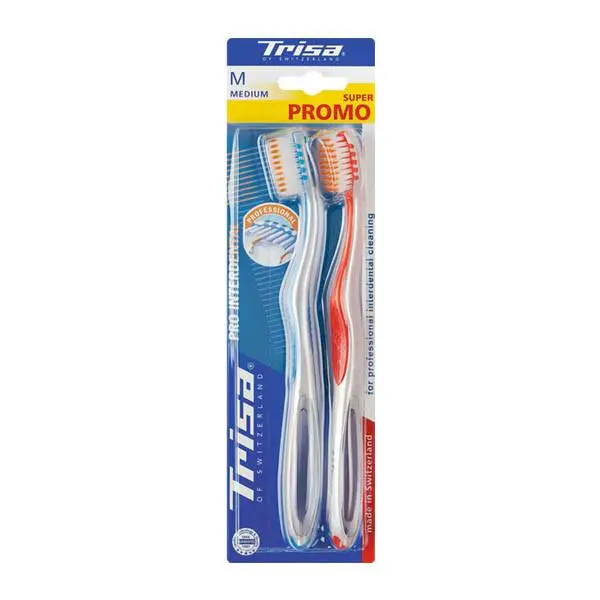 پک دو عددی مسواک تریزا مدل Pro Interdental با برس متوسط
