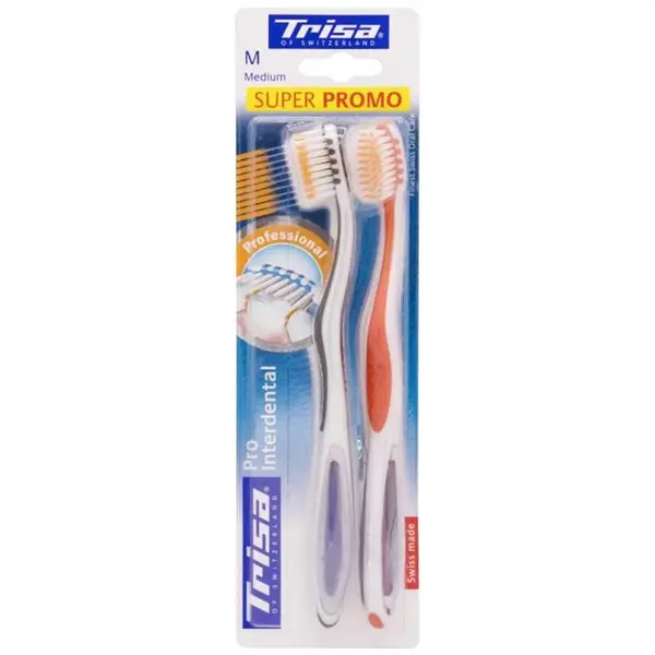 پک دو عددی مسواک تریزا مدل Pro Interdental با برس متوسط