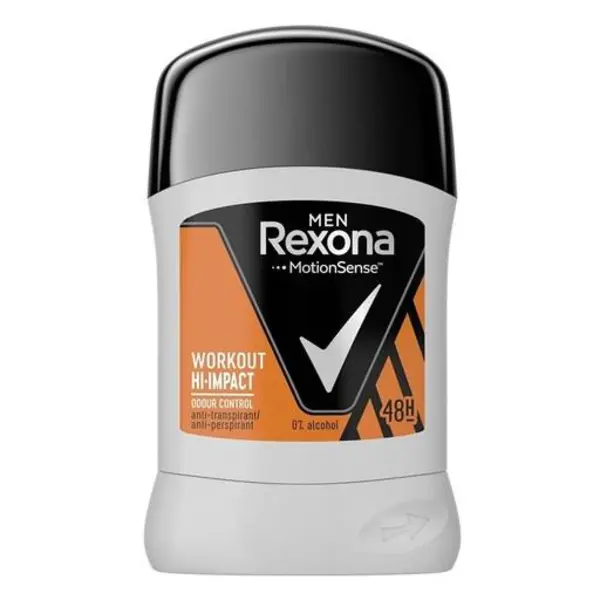 زیربغل رکسونا Rexonaمردانه با ماندگاری 48 ساعته بدون الکل مدل Workout Hi-impact