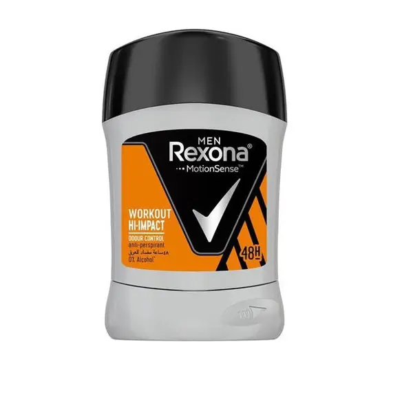 زیربغل رکسونا Rexonaمردانه با ماندگاری 48 ساعته بدون الکل مدل Workout Hi-impact