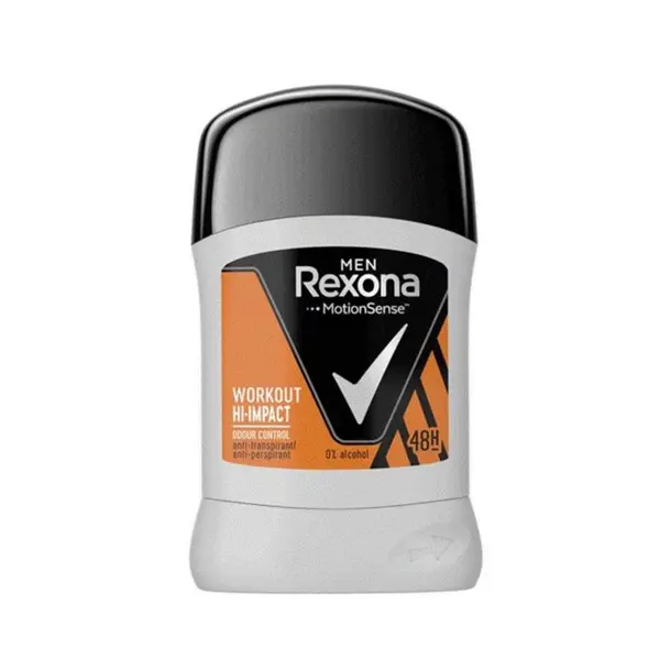 زیربغل رکسونا Rexonaمردانه با ماندگاری 48 ساعته بدون الکل مدل Workout Hi-impact
