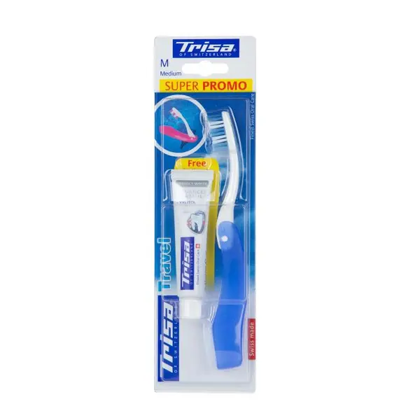 مسواک مسافرتی تریزا مدل Super Promo  + خمیر دندان تریزا  Travel Toothbrush