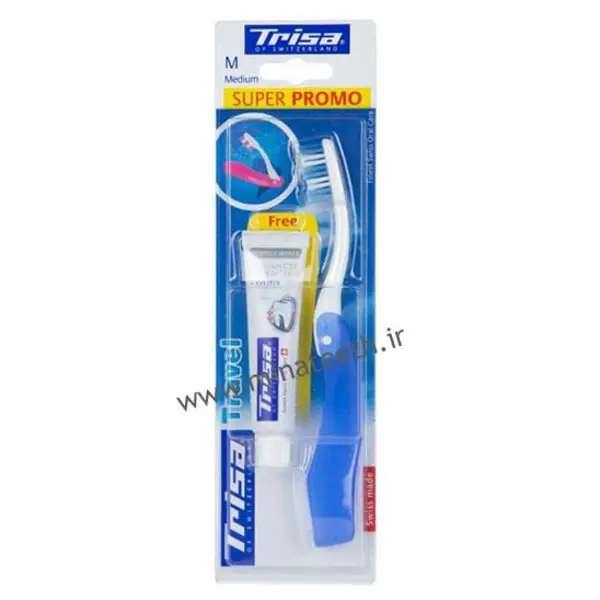مسواک مسافرتی تریزا مدل Super Promo  + خمیر دندان تریزا  Travel Toothbrush