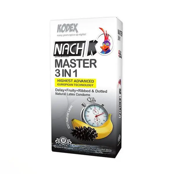 کاندوم تاخیری کدکس مدل Master 3 In 1 بسته 12 عددی