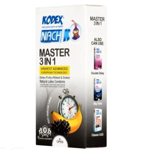 کاندوم تاخیری کدکس مدل Master 3 In 1 بسته 12 عددی