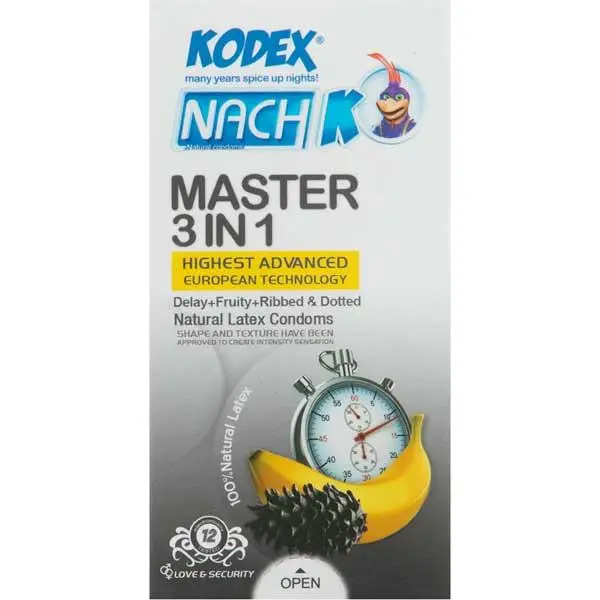 کاندوم تاخیری کدکس مدل Master 3 In 1 بسته 12 عددی