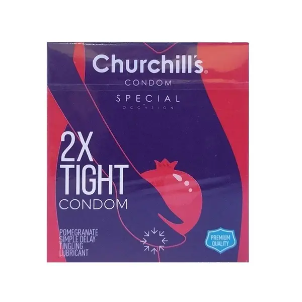 کاندوم خاردار تحریک و تنگ کننده  تاخیری 12 عددی چرچیلز مدل 2X TIGHT CONDOM بسته 12 عددی