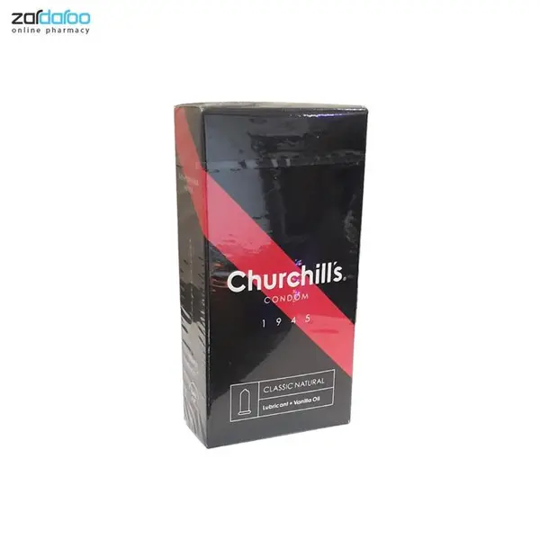 کاندوم کلاسیک روان کننده وانیل چرچیلز 12 عددChurchills Classic Natural + Vanilla Oil ـ چرچیلز