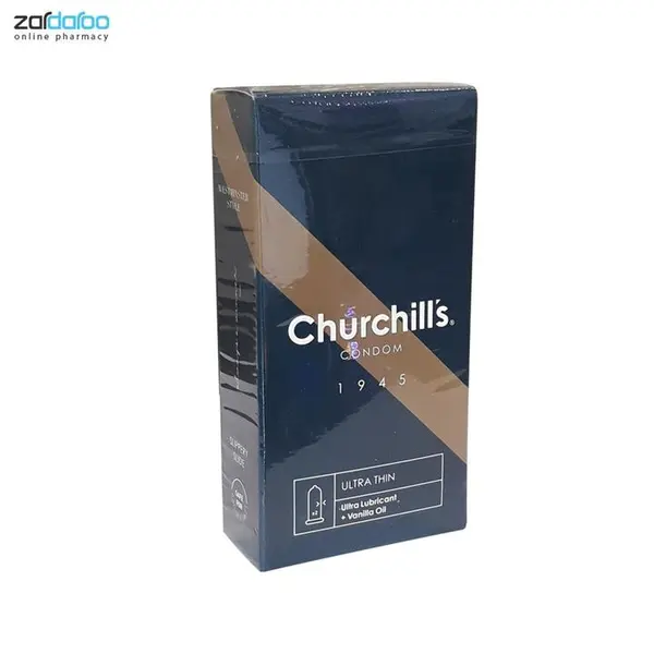کاندوم کلاسیک روان کننده وانیل چرچیلز 12 عددChurchills Classic Natural + Vanilla Oil ـ چرچیلز