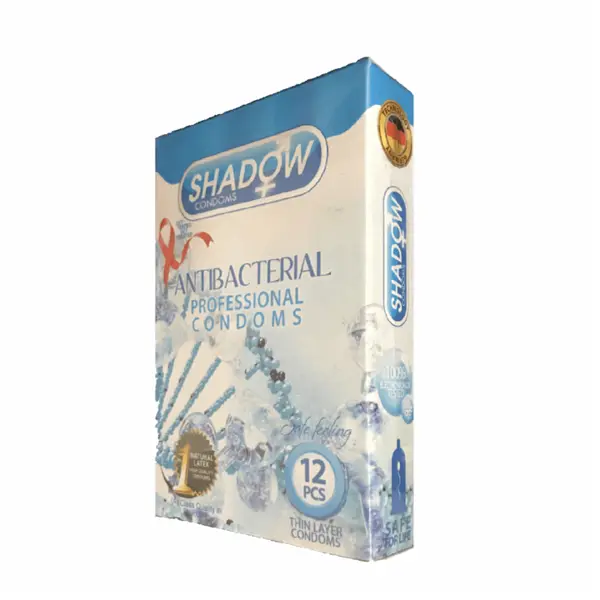 کاندوم ضد قارچ و باکتری شادو مدل Antibacterial بسته 12 عددی