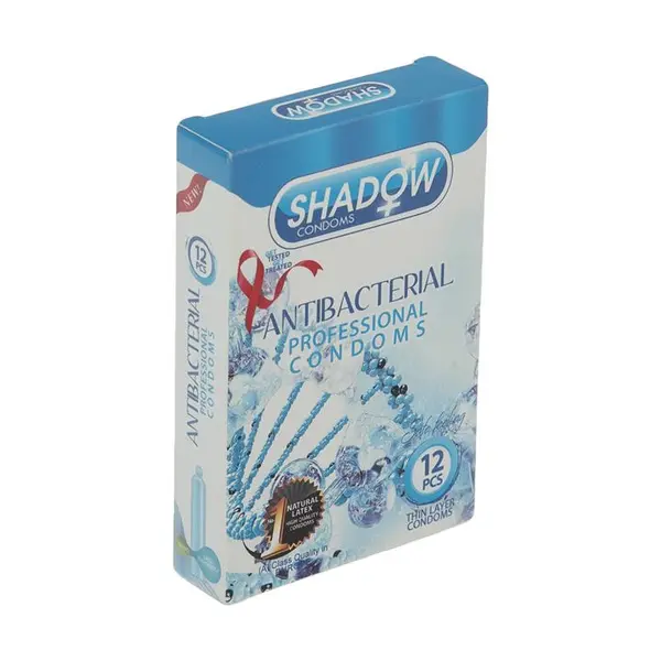 کاندوم ضد قارچ و باکتری شادو مدل Antibacterial بسته 12 عددی