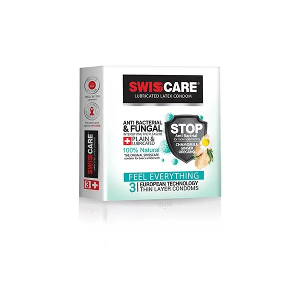 کاندوم سوئیس کر مدل Anti bactrial & fungal  بسته 3 عددی