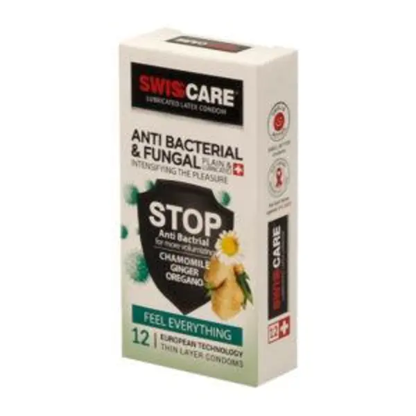 کاندوم سوئیس کر مدل Anti bactrial & fungal  بسته 3 عددی
