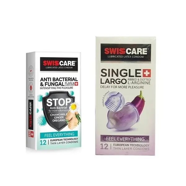 کاندوم سوئیس کر مدل Anti bactrial & fungal  بسته 3 عددی