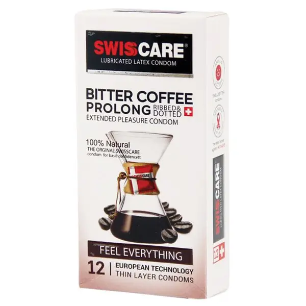 کاندوم سوئیس کر مدل Bitter Coffee Prolong بسته 12 عددی