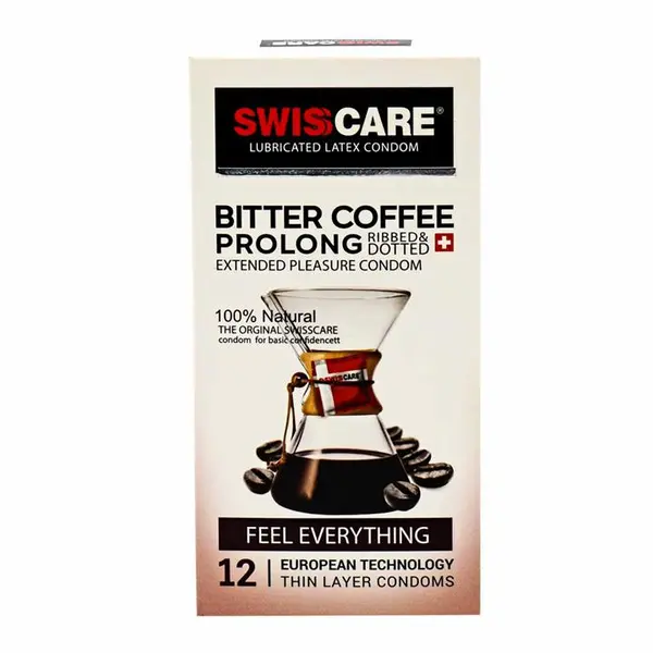 کاندوم سوئیس کر مدل Bitter Coffee Prolong بسته 12 عددی