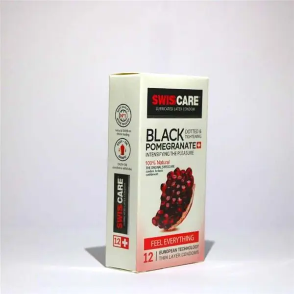 کاندوم سوئیس کر مدل BLACK POMEGRANATE بسته 12 عددی