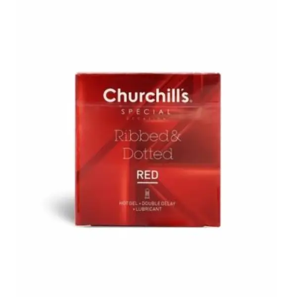 کاندوم تاخیری دابل چرچیلز Churchills مدل Ribbed & Dotted - بسته 3 عددی
