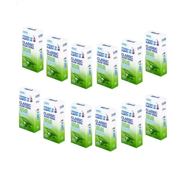 کاندوم کدکس آلوئه ورا مدل Classic Aloe Vera بسته 12 عددی