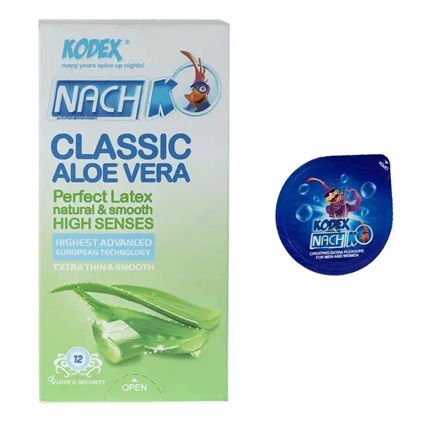 کاندوم کدکس آلوئه ورا مدل Classic Aloe Vera بسته 12 عددی