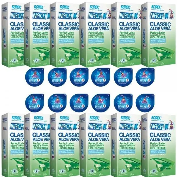 کاندوم کدکس آلوئه ورا مدل Classic Aloe Vera بسته 12 عددی