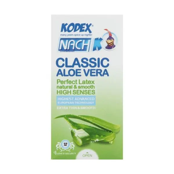 کاندوم کدکس آلوئه ورا مدل Classic Aloe Vera بسته 12 عددی