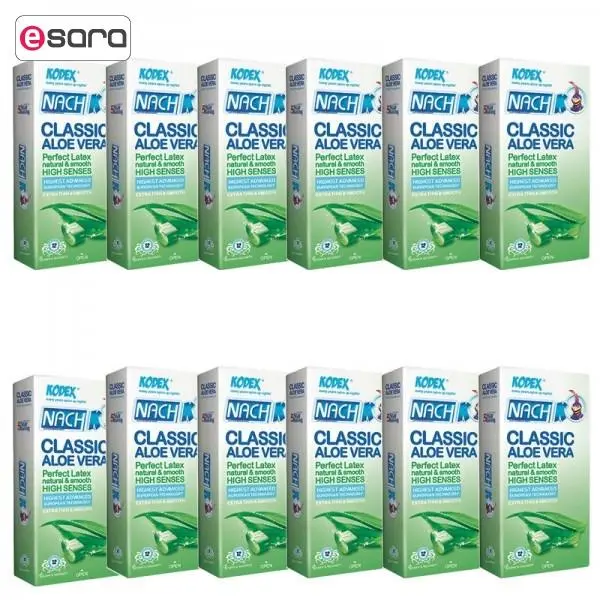 کاندوم کدکس آلوئه ورا مدل Classic Aloe Vera بسته 12 عددی