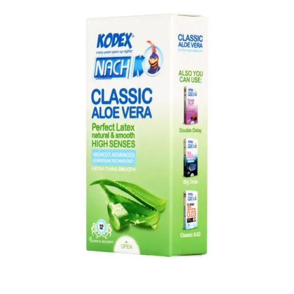 کاندوم کدکس آلوئه ورا مدل Classic Aloe Vera بسته 12 عددی