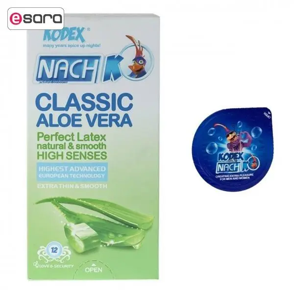 کاندوم کدکس آلوئه ورا مدل Classic Aloe Vera بسته 12 عددی