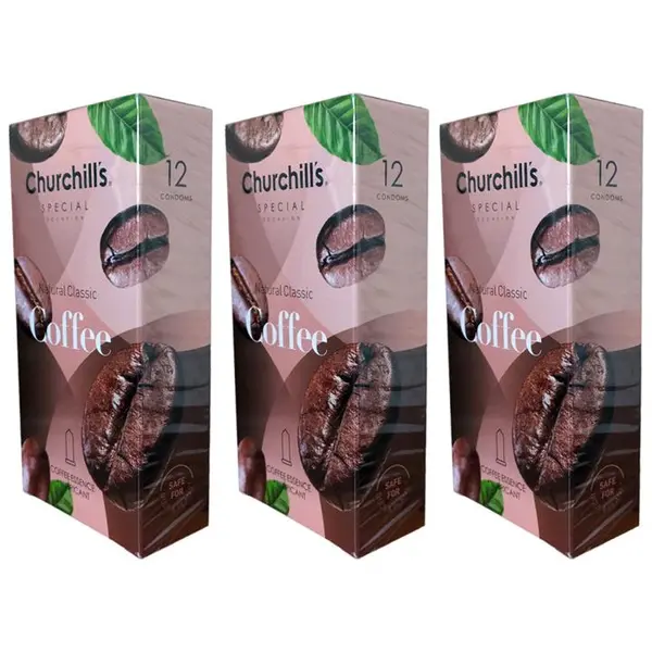 کاندوم چرچیلز مدل Coffee بسته 12 عددی