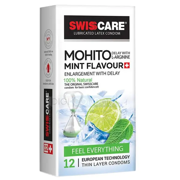 کاندوم سوئیس کر مدل Mohito Mint Flavour بسته 12 عددی