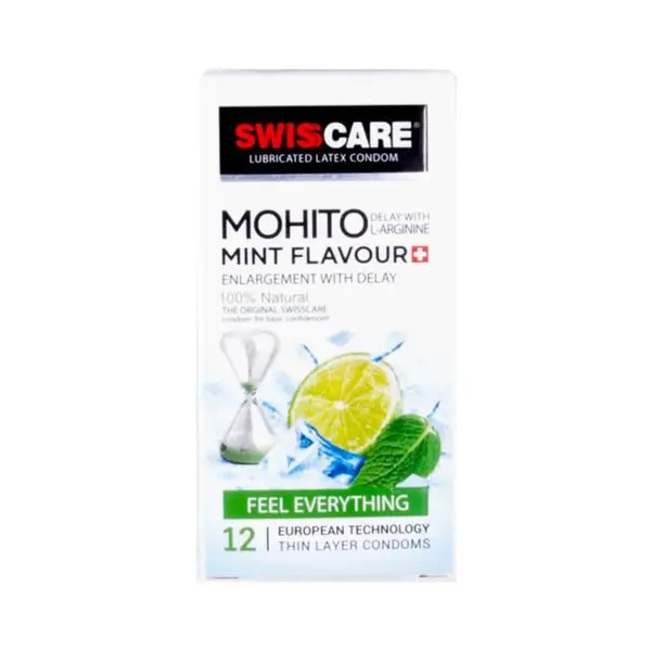 کاندوم سوئیس کر مدل Mohito Mint Flavour بسته 12 عددی