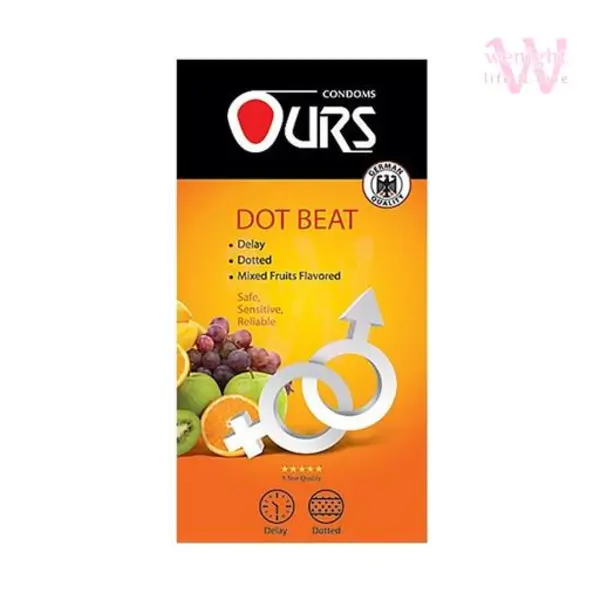 کاندوم اورز ours مدل دات بیت dot beat بسته 12 عددی